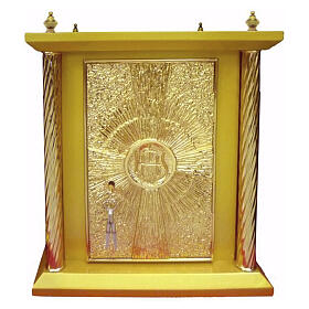 Gilded wood altar tabernacle with IHS door decoration, 50 x 40 x 40 cm