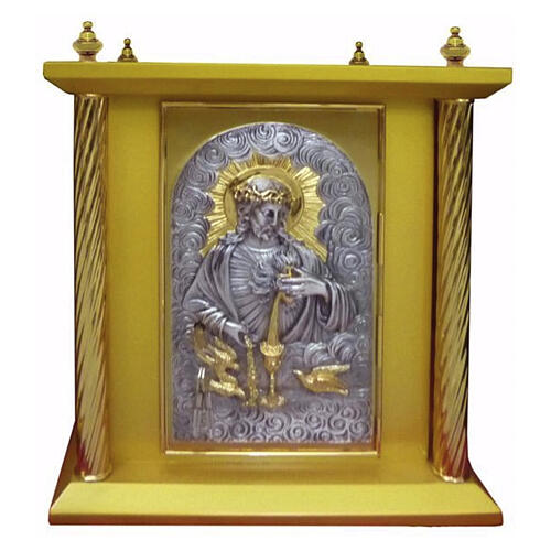 Tabernacolo legno dorato porta Sacro Cuore Cristo Risorto 50x40x40 cm 1