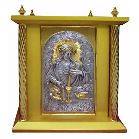 Sacrário em madeira dourada porta Sagrado Coração Cristo Ressuscitado 50x40x40 cm