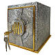 Silvered bronze Catholic tabernacle with gilded IHS-lettered borders, 50x40x40 cm s1