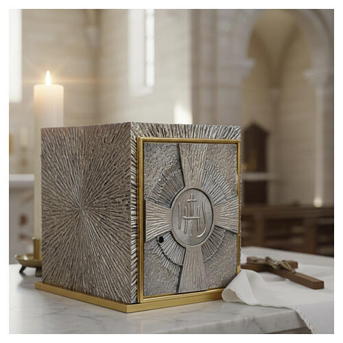 Tabernacle en bronze finition argent JHS 20x25x25 cm 2