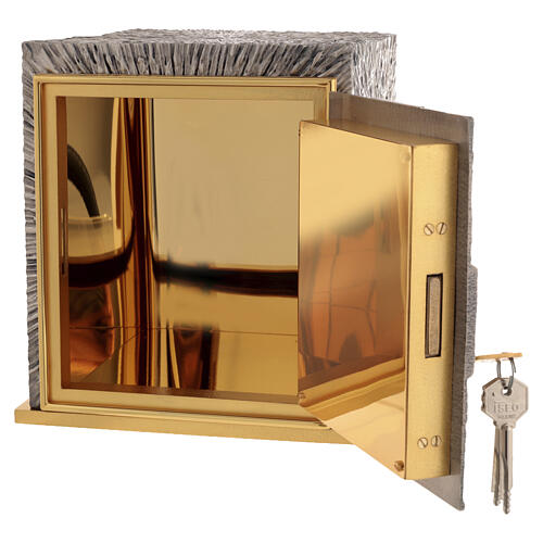 Tabernacle en bronze finition argent JHS 20x25x25 cm 4