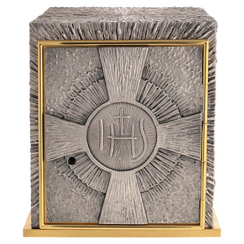 Tabernáculo em bronze acabamento prateado JHS 21x25x25 cm 3
