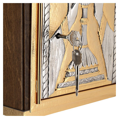 Tabernacolo bicolore e legno 30x25x20 cm porta bronzo decoro calice JHS 7
