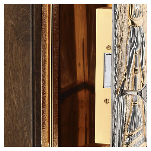 Tabernacolo bicolore e legno 30x25x20 cm porta bronzo decoro calice JHS 8