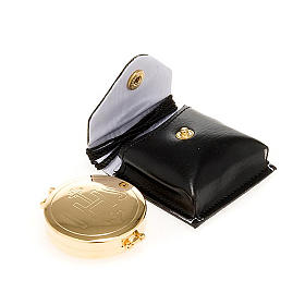 Hostiendosen und Hostienbehälter: Behälter Reliquiar Leder Typ Seehund und Reliquiar IHS