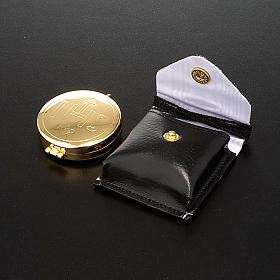 Hostiendosen und Hostienbehälter: Behälter Reliquiar Leder Typ Seehund und Reliquiar IHS