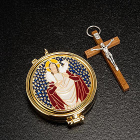 Relicarios eucarísticos: Estuche piel verdadaera con porta-viáticos IHS, cruz Relicarios eucarísticos: Estuche piel verdadaera con porta-viáticos IHS, cruz