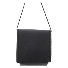 Pyx holder case in real leather, 6x6.5 cm, black