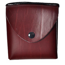 Pyx case in leather, 10 cm, burgundy