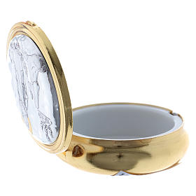 Our Lady of Lourdes host box in metal with aluminium plate 5 cm s3