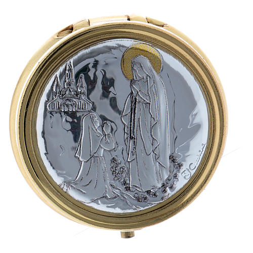 Our Lady of Lourdes Pyx in metal with aluminum plate 5 cm 1