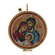 Holy Bread Pyx Holy Family in metal with wooden carved disk 5,5 cm s1