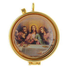 Host shrine The Last Supper in olive wood with 5,5 cm diameter