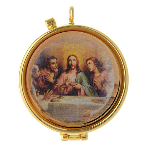 Host shrine The Last Supper in olive wood with 5,5 cm diameter 1