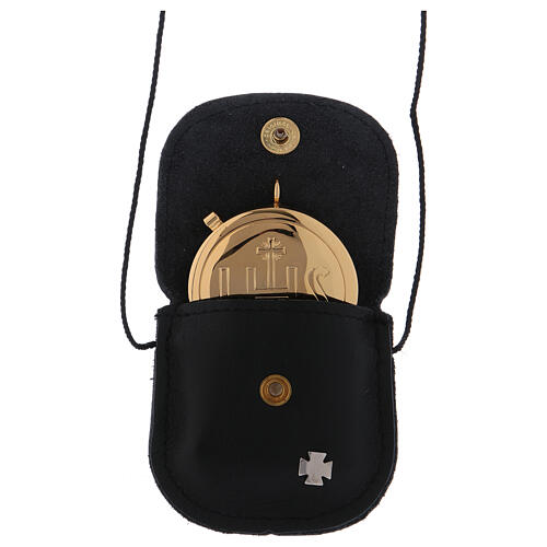 Bag with brass case IHS in black leather diam. 5.5 cm 2