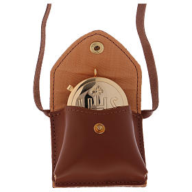 Bag for case in leather with IHS golden case diam. 5.5 cm