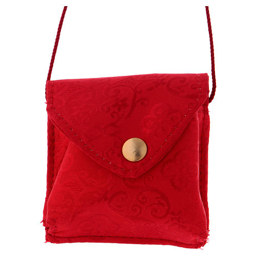 Bolso de raso rojo con relicario dorado diámetro 5 cm 1