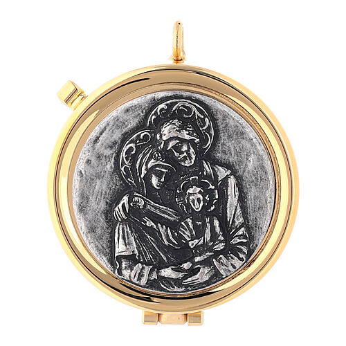 Pyx with embossed Holy Family decoration 2 in diameter 1