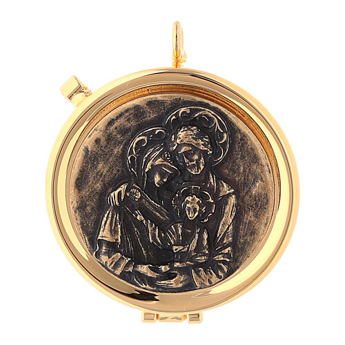 Eucharist case with Holy Family bronze relief 1