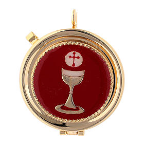 Custode eucharistique calice sur plaque rouge diam. 5 cm