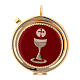 Pyx with chalice on a red plate 2 in diameter s1