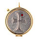 Custode eucharistique Tau et pierre rouge diam. 5 cm s1