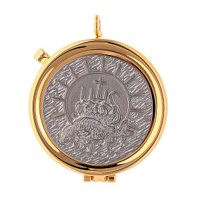 Eucharist pyx with IHS symbol, bread and fish