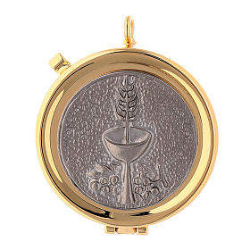 Custode eucharistique plaque argent calice et raisin diam. 5 cm
