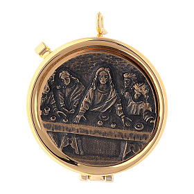 Custode eucharistique Cène plaque bronze vieilli diam. 5 cm