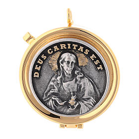Versehpatene vergoldeten Messing Reliefplatte Deus Caritas Est
