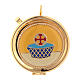Eucharist case with basket and cross on yellow background s1
