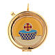 Pyx with Cross in a basket on yellow background s1