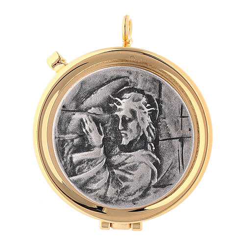 Pyx with silver embossed plate Christ with the Cross 1