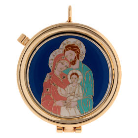 Eucharist case with Holy Family on blue background