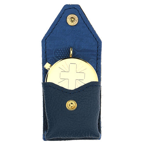 Astuccio porta teca pelle blu  1