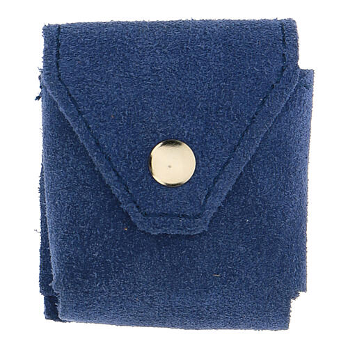Pouch for Eucharist case in blue suede 4