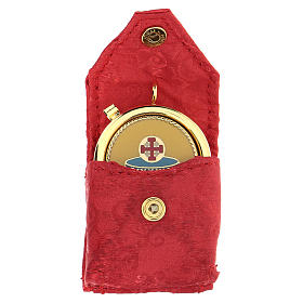 Étui pour custode jacquard rouge avec custode eucharistique