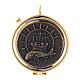Pyx with bread and fish decoration in nickel-plated brass s1