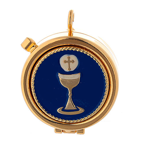 Teca Eucaristica mini 4 cm placca smaltata calice 1