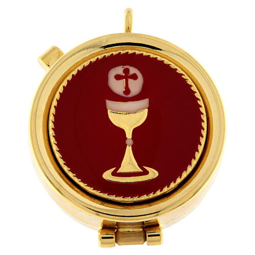 Pyx with chalice on red enamelled plate 1