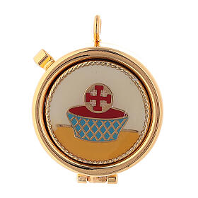 Pyx with enamel decoration, Cross and basket diam. 4 cm