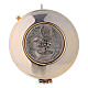 Pyx case in yellow jacquard fabric with golden brass pyx IHS s3