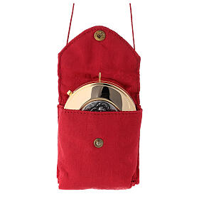 Estojo jacquard vermelho caixa para hóstias latão dourado Sagrada Família