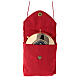 Estojo jacquard vermelho caixa para hóstias latão dourado Sagrada Família s2