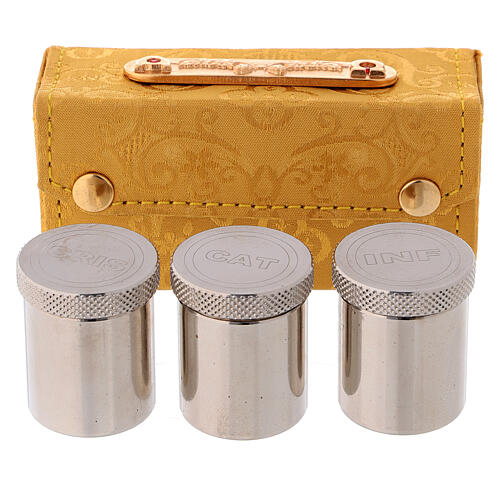 Estojo com Óleos Santos jacquard ouro três vasos 3