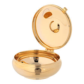 Enamelled gold plated pyx with cross and red burse s3