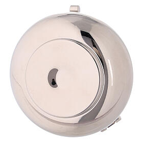 Silver plated pyx with enamelled dove and yellow burse s5