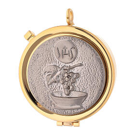 Pyx in brass with chalice and IHS relief