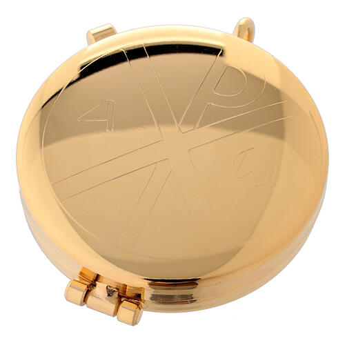 Pyx in gold plated brass with engraved alpha and omega 5.3 cm 1